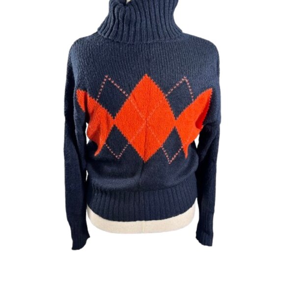 Tommy Hilfiger Navy Red Argyle British Heritage Cozy Holiday Turtleneck (Size L) - Picture 8 of 16